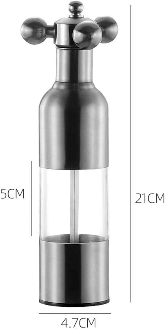Salt and Pepper Grinder Set Pepper Grinder Refill Pepper and Salt Grinder, Manual Salt Pepper Mill and Stainless Steel Housing, Kitchen Pepper Salt Shaker with Adjustable Fineness Setting and Acrylic
