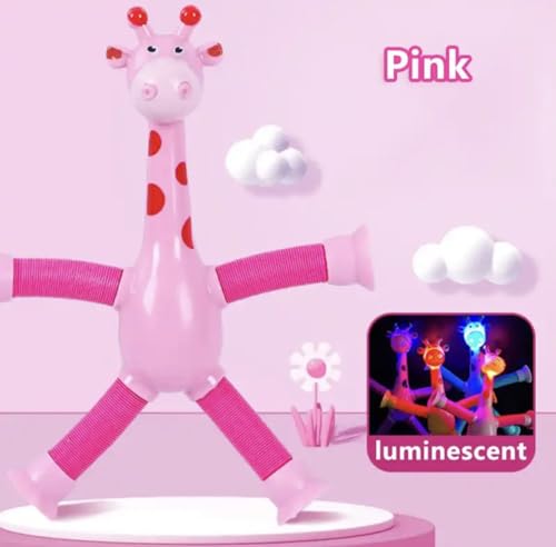 4 Pçs Girafas Brinquedo Ventosa Telescópica Girafa Brilhante Brinquedo Ventosa Telescópica Educacion