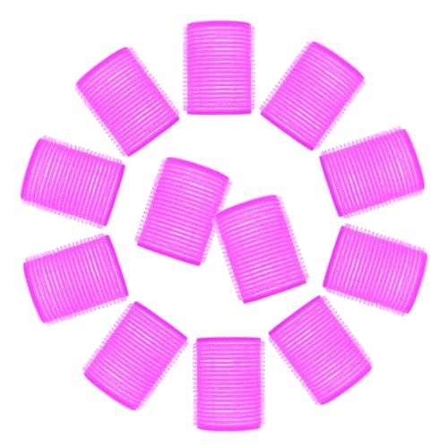 Operitacx Rizadores de Pelo para Mujer 12 Piezas Rodillos de Plástico Autoadhesivos 45 Mm para Ondas Grandes sin Calor Herramienta para Peinar el Cabello en Casa y Salón Color Aleatorio