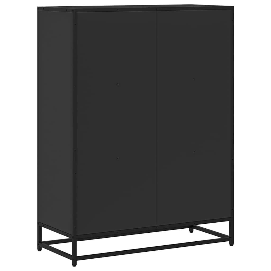 Estantería negra 80,5 x 35 x 107,5 cm, estructura de metal con 3 compartimentos, para salón, estudio, oficina, almacenamiento estable para libros, revistas, DVD