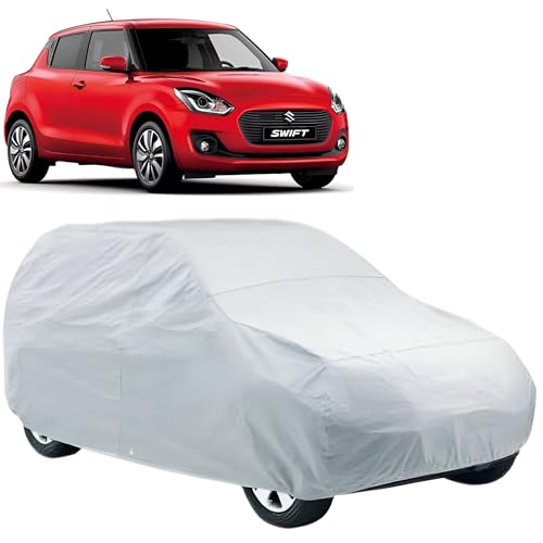 Image of Waterproof Car Cover Compitable with Maruti Swift 2018-2021| Maruti Swift Car Cover with Mirror Pockets Triple Stitched Fully Elastic Ultra Surface |Silver