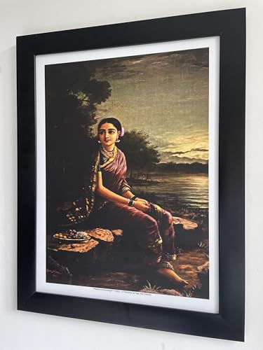 Image of Adventures� *Yashoda, Bal-Krishna & Radha in the Moonlight*- 2 Paintings by Raja Ravi Varma, Set of 2 Wall D�cor Frames. Matt Satin Print with MDF & 1 inchPS Black Frame. Size 14 inchx18 inch each.