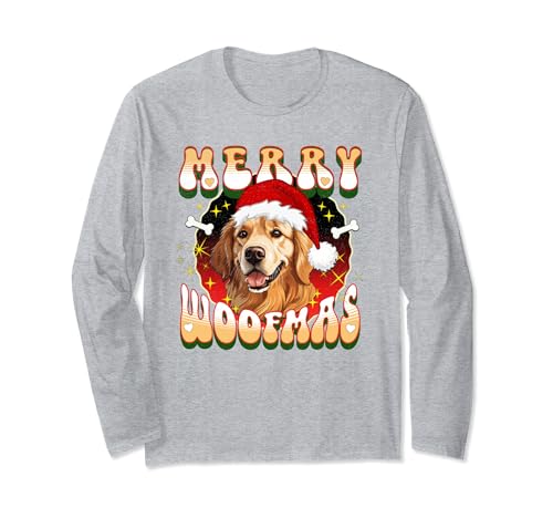 Cute Merry Woofmas Christmas Dog Mom Design Manga Larga