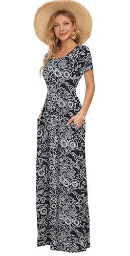 Image of AUSELILY Women's Classic Short Sleeve Loose Plain Casual Long Maxi Dresses for Women 2026