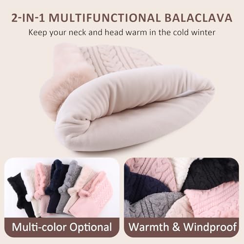 Image of Winter Fleece Balaclava Warm Men Hood Hat Knitted Hooded Scarf for Women Unisex Skull Cap