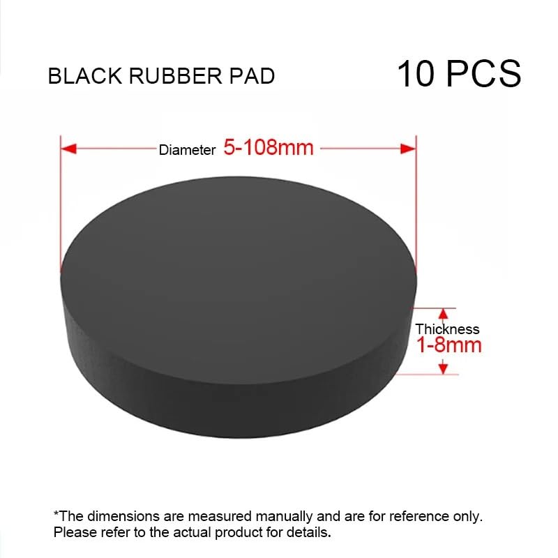 Almohadilla de junta de goma sólida, arandela redonda negra de 5-108mm de diámetro exterior de 1-8mm de espesor, 10 Uds.(Dia 80mm 10pcs,Thickness 8mm)