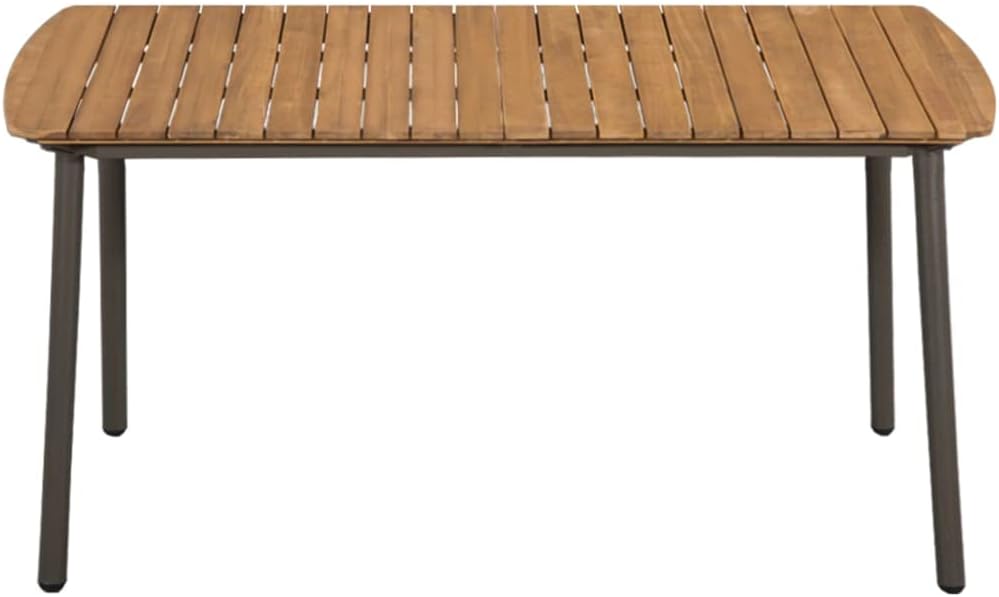 Patio Table,Outdoor Coffee Table,Balcony Table,Bistro Table,Patio End Table,Outdoor Dining Table,Garden Table,Easy to assemble,for Deck,Lawn,Backyard, 59"x35.4"x28.3" Solid Acacia Wood and Steel