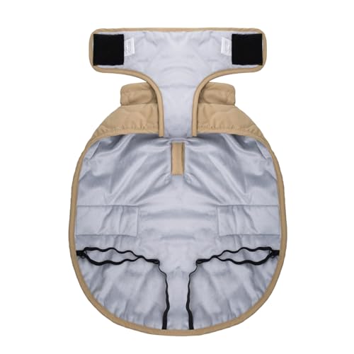 Wanderpfote Hundemantel – Steppjacke Hundejacke Stilvoll und Elegant – Hundemantel Wasserdicht – optimal für kleine und mittelgroße Hunde (Beige, S)