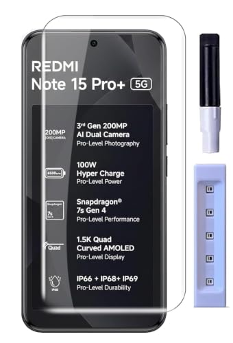 Image of Premium HD+ UV Tempered Glass Screen Protector For Redmi Note 15 Pro Plus 5G (Pack of 1) Full Adhesive UV Curved Screen Protector Case Friendly HD Clarity with installation kit