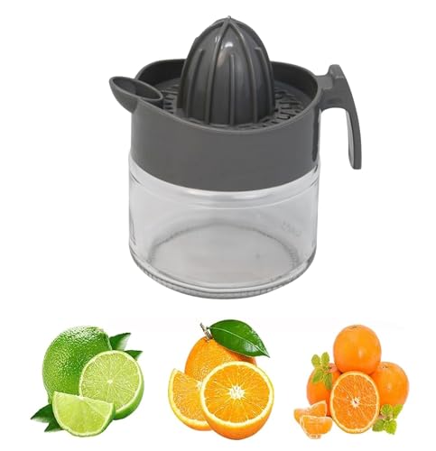Premium House | Lemon Squeezer | Manual Citrus Juicer | 300ml | GREY | Multi-functional Glass Fruit Juicer | Lemon Lime Orange Citrus Squeezer Manual Hand Press Juice (Pack of 1)