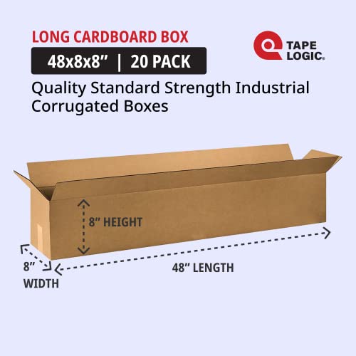 Tape Logic 48X8X8 Long Corrugated Boxes, Long, 48L X 8W X 8H, Pack Of 20 | Shipping, Packaging, Moving, Storage Box For Home Or Business, Strong Wholesale Bulk Boxes #TOP1