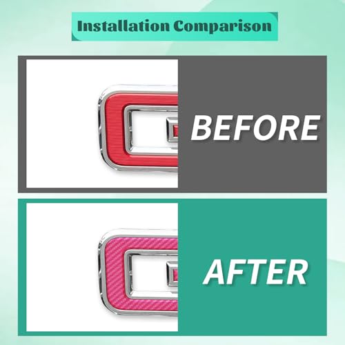 Image of Compatible with Carbon Fiber Bowtie Emblem Wrap Kit GMC Logo Overlay Vinyl Wrap with Squeegee and Cutter (9PCS Pink)