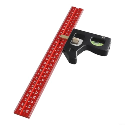 Combination Square Tool, Heavy Duty Stainless Steel Movable Square Ruler for Angle/Measuring Marks and Drawing, Woodworking Tools, 45-90 Degree Marking(300mm)