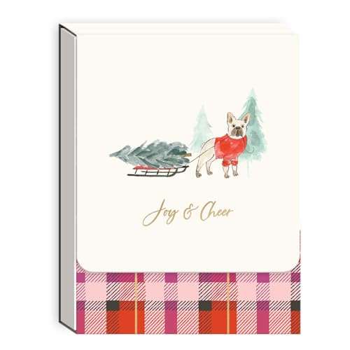 Image of Punch Studio Pocket Note Pads - 75-Sheet Snow Day Dogs Notepad with Fold-Over Cover & Magnet Closure, 3 inch x 4 inch, Frenchie