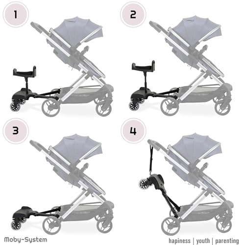 Moby-System BUGGY2GO Kinderwagen met verstelbare zitting, universele bevestiging, 360° gedempte wielen, voor kinderen van 2-5 jaar, past op 99,9% kinderwagens, oplegstoel - Afbeelding 4