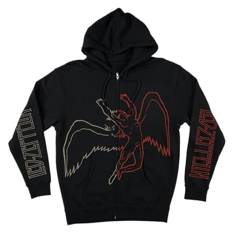 Led Zeppelin Unisex-Adult Standard Angel Sky Zip Hood, Black Cover