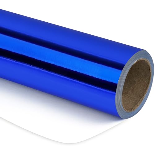 Image of RUSPEPA Royal Blue Metallic Wrapping Paper - Solid Color Paper Perfect for Wedding, Birthday, Christmas, Baby Shower - 17 Inches X 32.8 Feet