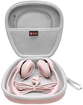 XANAD Hard Case for Logitech H390, H430, H570e, Zone 300, Zone 301 or JLab Go Work, JIAMQISHI, EAGLEND, FEABASK Wired Headset Stereo Headphones with Noise Cancelling Mic Headphones - Pink+Grey
