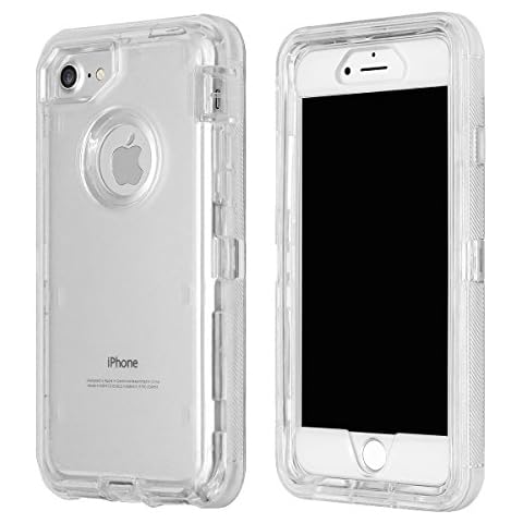 MAXCURY Clear Case, Full Body Protection Heavy Duty Shock Absorption 3 in 1 Silicone Rubber with Hard PC Phone Case Cover No Buit in Screen Protector. (Clear, for iPhone SE2022/2020/8/7/6S/6) Cover