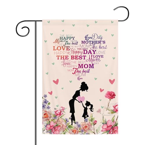 Mothers Day Garden Flag Double Sided Display with Shading Cloth Garden and Courtyard Decoration 12x18inch Outdoor Waterproof Vibrant Color Long Lasting Polyester Cotton Blend (Mothers Day)