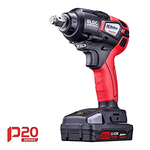 Acdelco Ari20174-Pm P20 Series 20V Cordless Li-Ion 1/2” 369 Ft-Lbs. Heavy Duty Brushless Impact Wrench Tool Kit #TOP2