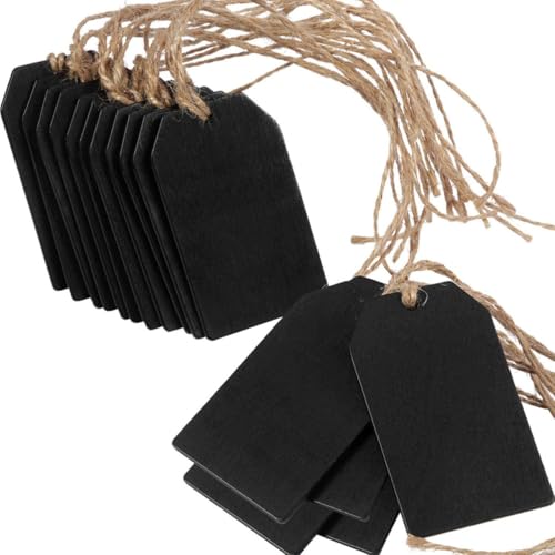 20pcs Mini Black Chalkboard Hanging Signs Wooden Slices