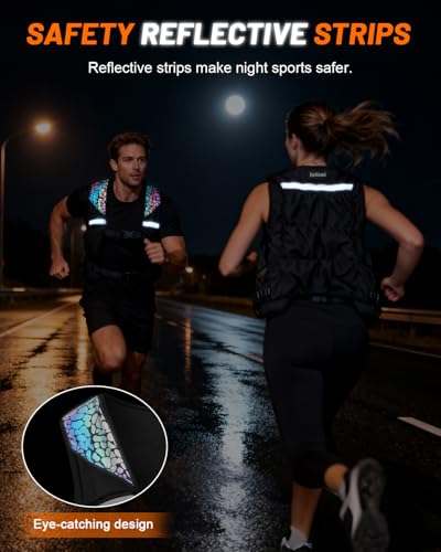 Weighted Vest for Woman Men, 0-10lbs Adjustable Running Vest with 10 Removable Weights, Weight Training Vest for Weight Loss, Colorful Reflective Straps & Phone Pockets, Machine Washable — view 5
