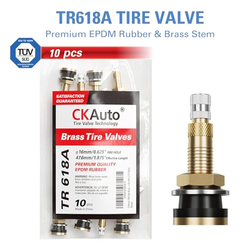 Image of CKAuto TR618A Tubeless Air Liquid Tractor Clamp-in Valve Stems, 10 Pcs /Pack | Fits Standard 0.625 inch Rim Holes, For Tubeless Tires, Industrial Agricultural Tractor Wheels