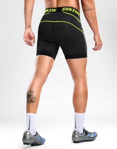 Bikewa Roupa íntima masculina de ciclismo com aderência antiderrapante 4D acolchoada para ciclismo (