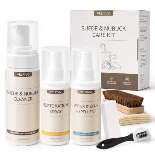 Velrivo Suede Care Kit - Suede Shoe Cleaner, Protector Spray