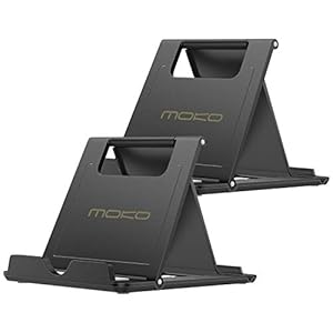 MoKo [2 Pack Phone/Tablet Stand, Foldable Desktop Holder for 4-11″ Devices, Fit with iPhone 14 Pro Max/14, iPhone 13/13, iPad Air 4/Mini 6 2021, iPad 10.2 10th 2022,iPad Pro 11,Galaxy S20, Black