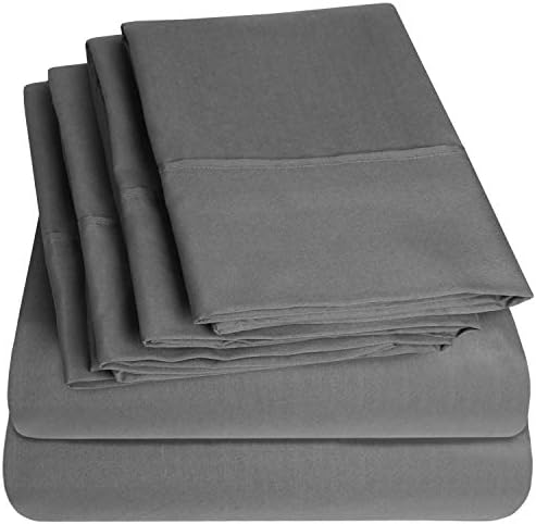 Bed Sheets Queen Size Grey - 6 Piece 1500 Supreme Collection Fine Brushed Microfiber Deep Pocket Queen Sheet Set Bedding - 2 EXTRA PILLOW CASES, GREAT VALUE - Queen, Gray