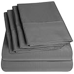 Sweet Home Collection 6-Piece 1500 Thread Count Egyptian Quality Deep Pocket Bed Sheet Set-2 Extra Pillow Cases, Queen, Gray
