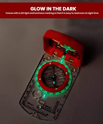 Sighting Compass Mirror Adjustable Declination - Boy Scout Compass Survival Camping | Base Plate Compass Kids Navigation | Orienteering Compass Hiking Map Read Military Compass Backpacking Clinometers #TOP4