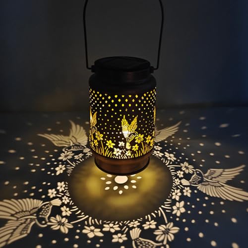 Nudorpn Linterna Solar Colibrí, Lámpara Solar Colgado | Lámpara Impermeable Diseño Hueco Para Pasillo Porche Festival Jardín Patio Y Decoración De Paisaje