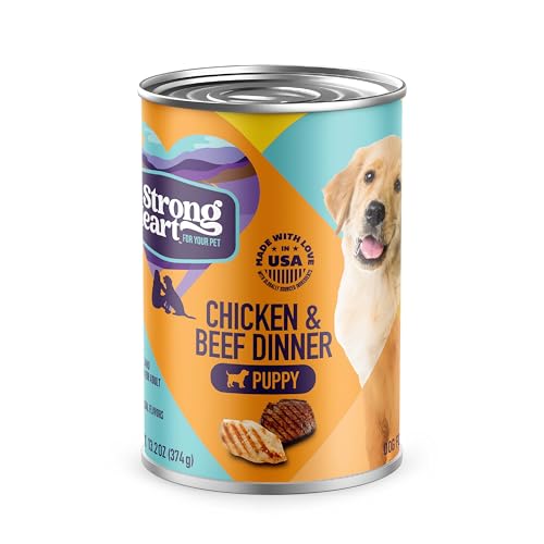 Image of A Strong Heart Puppy Wet Dog Food, Chicken & Beef Dinner - 13.2 oz Cans (Pack of 12), Complete & Balanced Puppy Formula, Made in USA