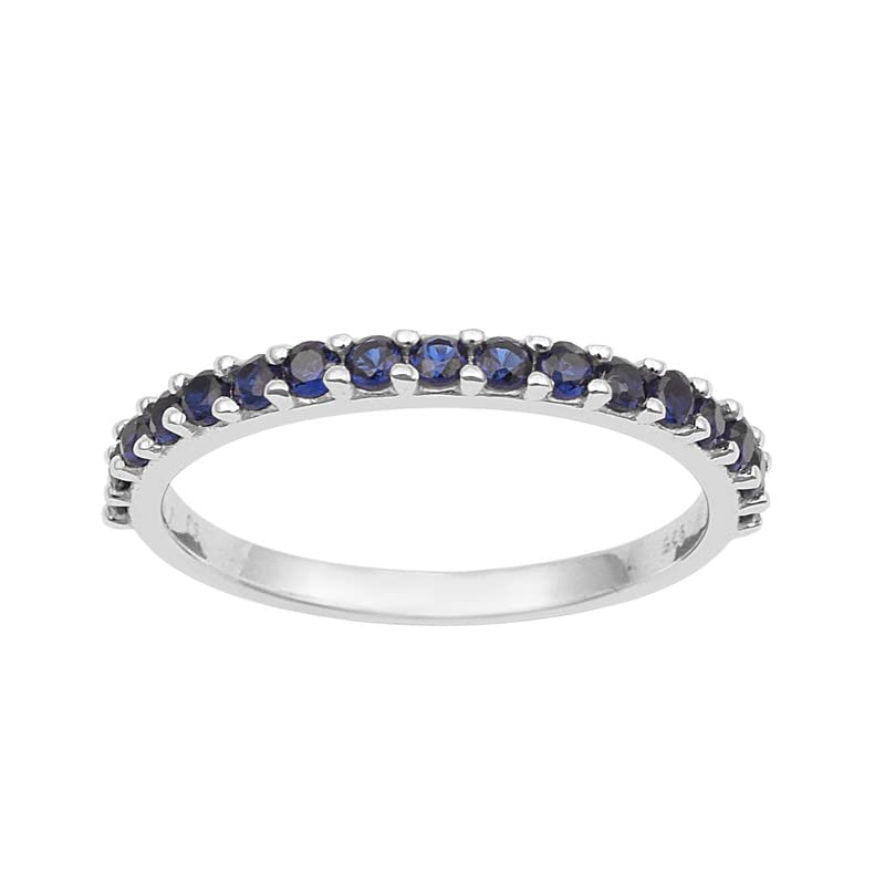 Half Eternity Round Multi Choice Gemstones 925 Sterling Silver Stackable Band Women Rings