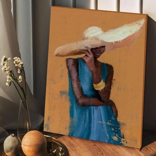 Peinture sur toile femme africaine 80x120cm grand format pour séjour