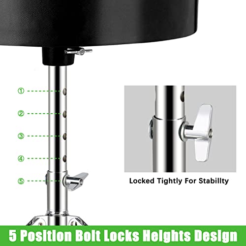 Image of EastRock Universal Drum Throne,Padded Drum Seat Rotatable Height Adjustable drumming Stools with Anti-Slip Feet for Adults and Kids Black (Silver)