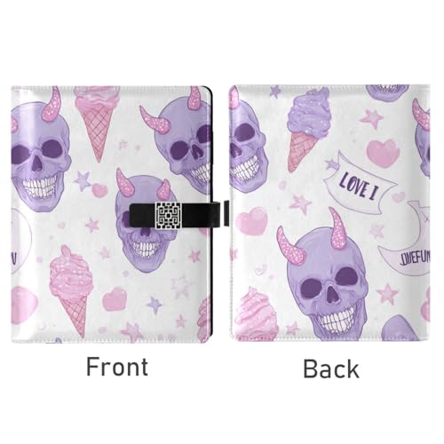 Carnet spirale skull mignon portable format 6.7x9.2 pouces ligné