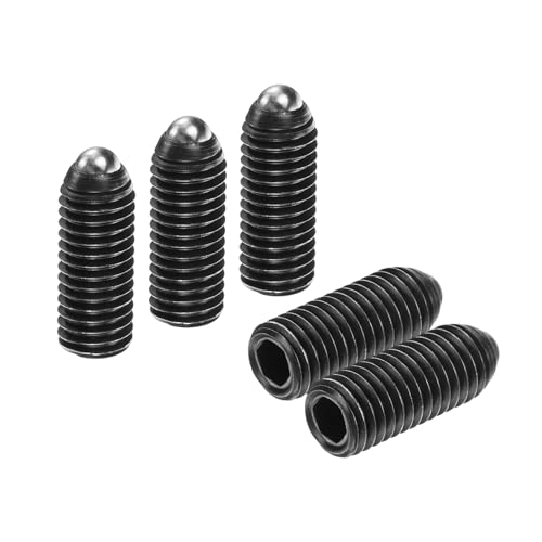 Image of sourcing map 5pcs Screw Thread Ball Plunger M10 x 25mm High Carbon Steel Hex Socket Spring Plunger Ball for Lubrication Pneumatic Tools, Black