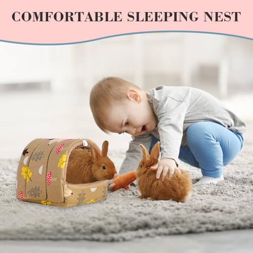 HMCEY 2 Stück Kuschelhöhle Meerschweinchen Bett,Kaninchen Bett Waschbar,Kaninchen Höhle Stoff,Hasenbett Winter,Haus Meerschweinchen Versteck,Haustier Schlafsack für Chinchilla, Lgel, Frettchen