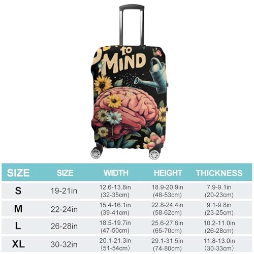 Brain Floral Be Kind To Your Mind Luggage Covers Washable Travel Suitcase Cover Elastic Baggage Protector2