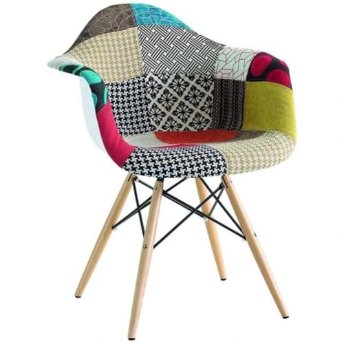 buybuy Poltroncina serie Picasso in PP con seduta in spugna ricoperta con stoffa in stile patchwork, piedi in legno di faggio e metallo Patchwork PIC005