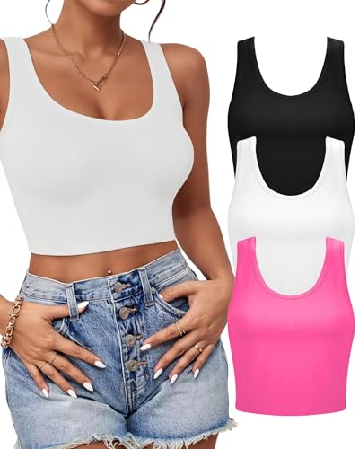 Crop top basique sans manches résistant au sport, débardeur femme col en U taille L