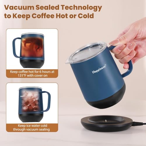 Image of Happiness Self-Heating Coffee Mug,12oz Temperature Control Smart Cup