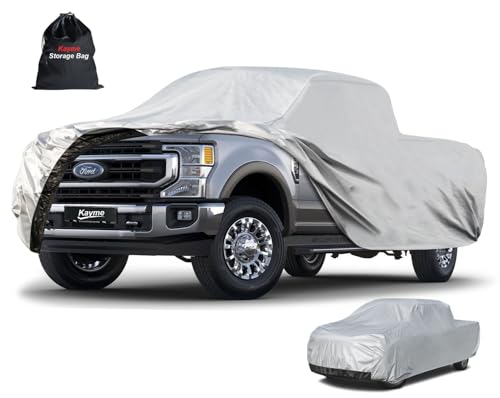 Image of Kayme Full Size Truck Cover Waterproof All Weather - See Vehicle Size Chart - Heavy Duty Outdoor Pickup Cover Sun Uv Rain Protection, Universal Fit Ford F250 F350 etc, Length Up to 261 inch.