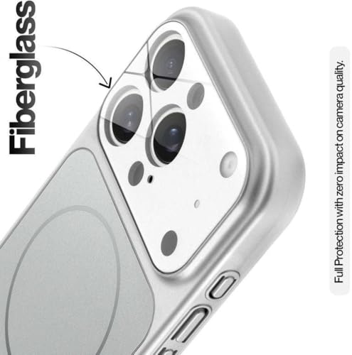 Image of for iPhone 12 Pro Max |Convert to 17 pro /17 Pro Max Style Premium Back Glass Magsafe Wireless Charge Converter Cover for iPhone 12 Pro Max |Convert to 17 pro /17 Pro Max (Silver)