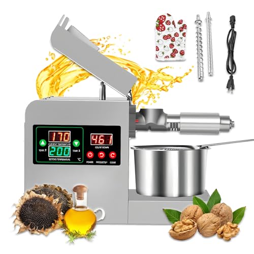 BANGBANGJI Presse à Huile Automatique 820W pour Noix, Moteur Cuivre Pur, Certifié CE avec Protection Surchauffe, pour Extraction Huile Amande/Noix de Coco/Olive/Noix à Domicile ou Magasin