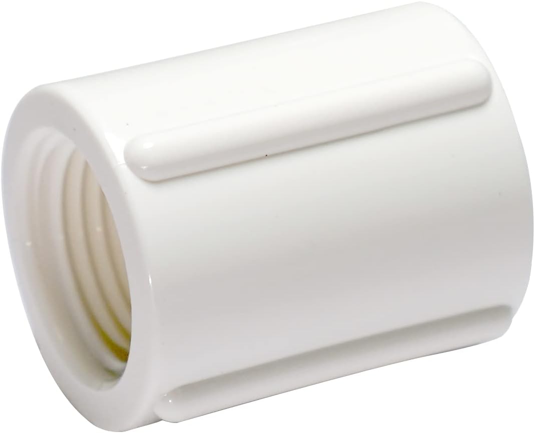Rainbow Dream 3/4 Inch PVC Female Coupling Adapter Pipe Fitting (Female x Female BSPT Pipe Thread) - 10 Packs, White